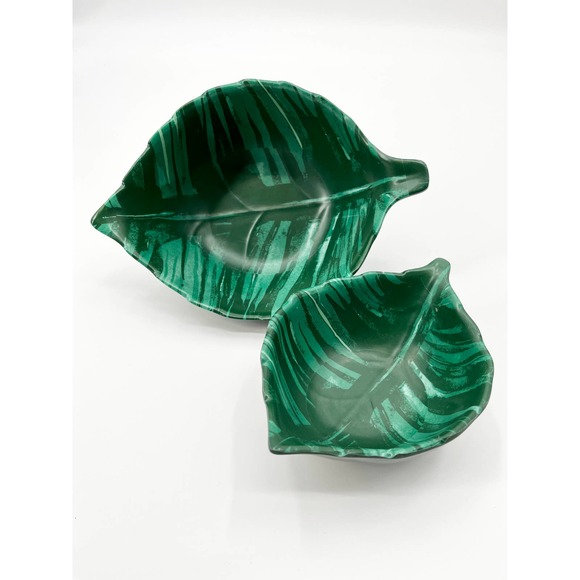 Opalhouse Set of 2 Bamboo Melamine Leaf Mini Snack Bowls Serving Green - Picture 1 of 11